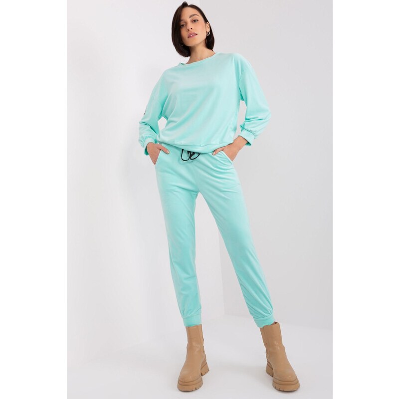 MladaModa Velúrová tepláková súprava model 32848 mentolová 50304345