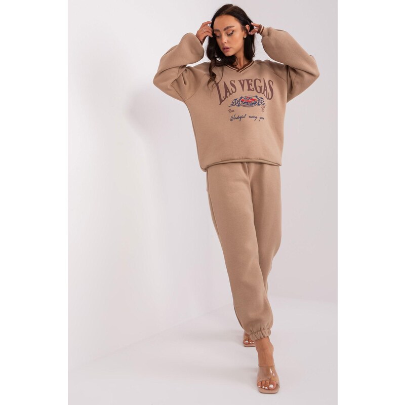 MladaModa Športová tepláková súprava Las Vegas tmavá béžová 50304454