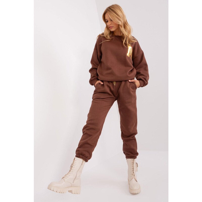 MladaModa Zateplená tepláková súprava model 66910 hnedá 50304464