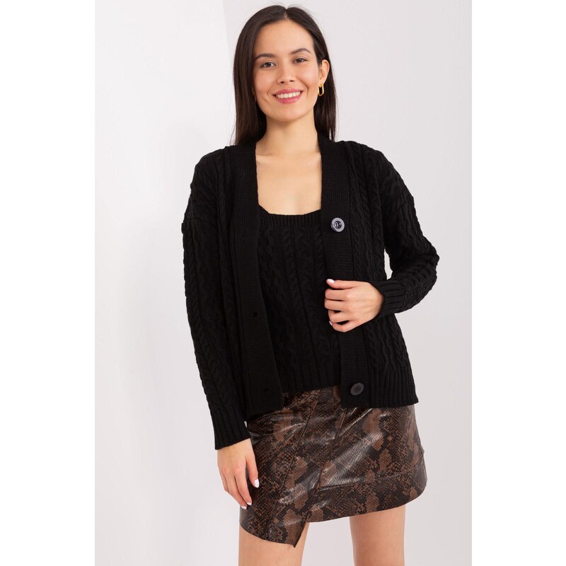 MladaModa 2-dielna svetrová súprava s topom model 01888 čierna 50304491