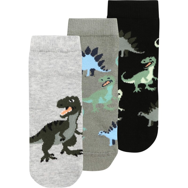 Lindex Ponožky sivá / svetlosivá / zelená / čierna