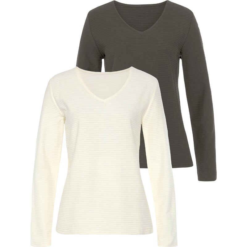 LASCANA Tričko krémová / kaki 54262243