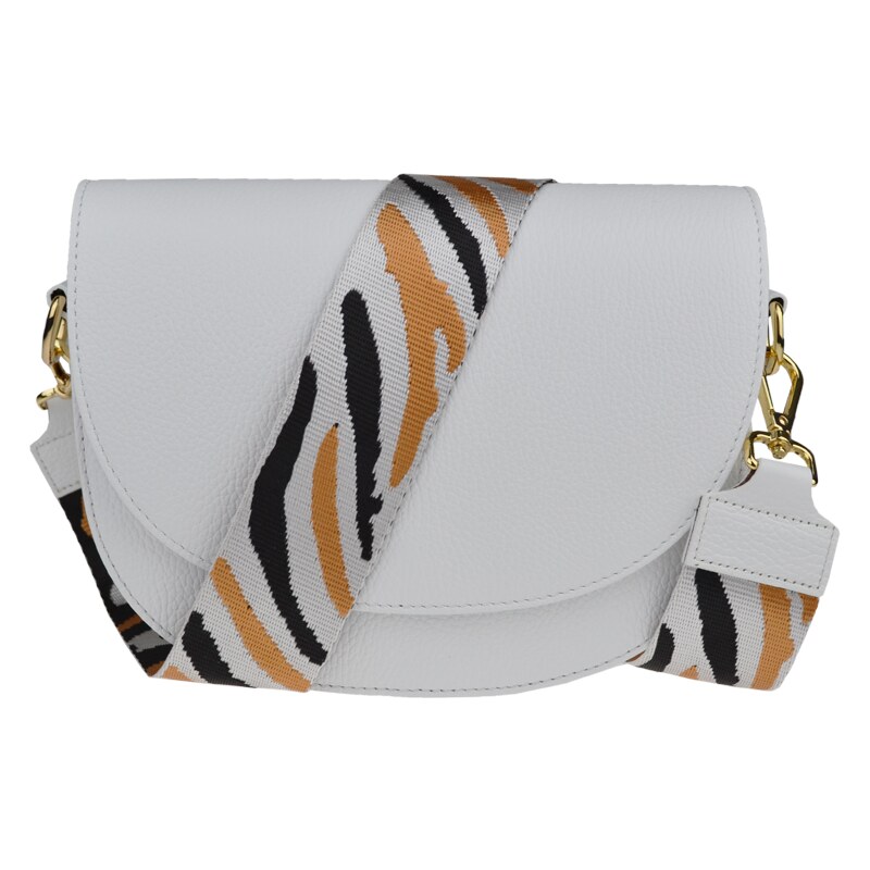 Biela kožená talianska crossbody kabelka Ramona Bianca s prídavným 50322324