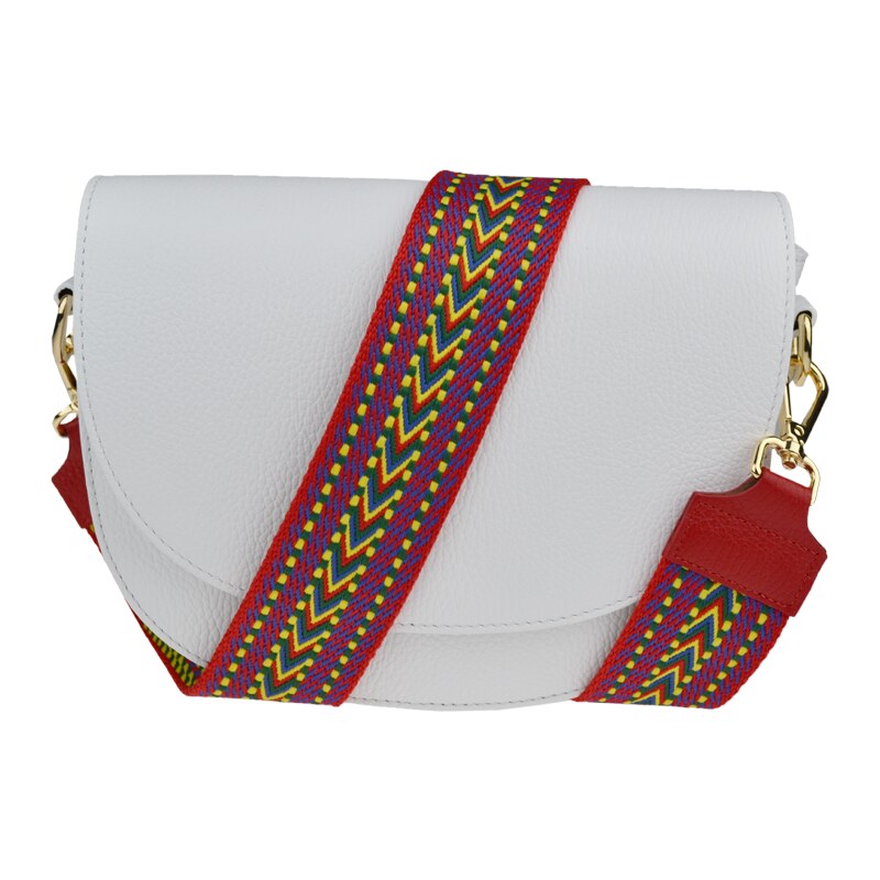 Biela kožená talianska crossbody kabelka Ramona Bianca s prídavným 50322325