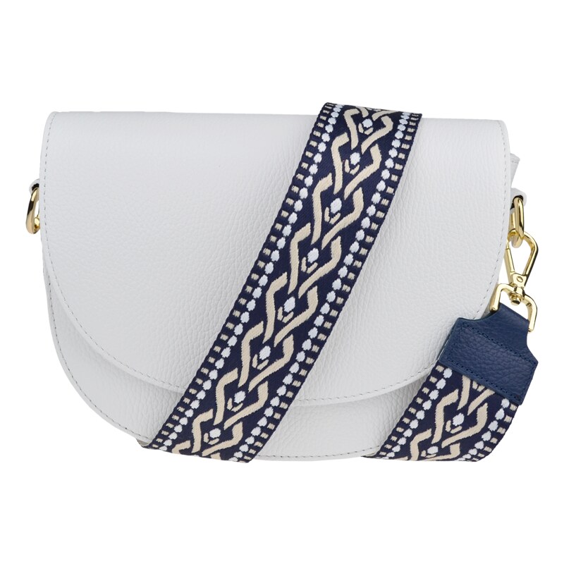 Biela kožená talianska crossbody kabelka Ramona Bianca s prídavným 50322322