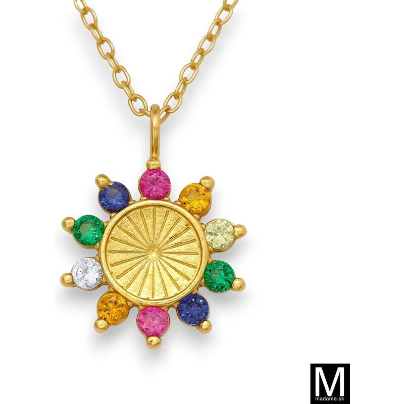 Pozlátený náhrdelník "Kvetinka s farebnými zirkónmi"