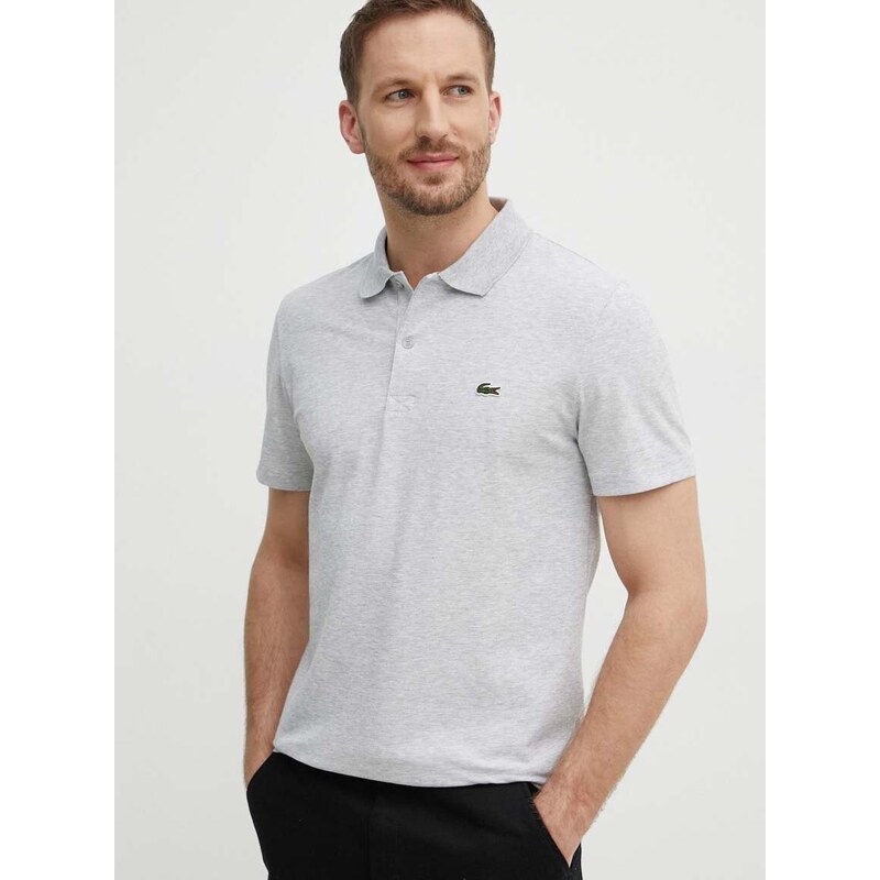 Polo tričko Lacoste pánsky, šedá farba, jednofarebný
