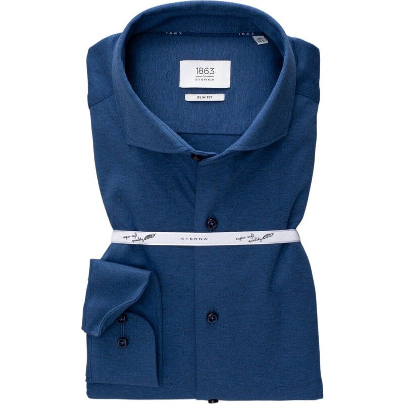 Pánska modrá džerzejová košeľa ETERNA slim fit 50329774