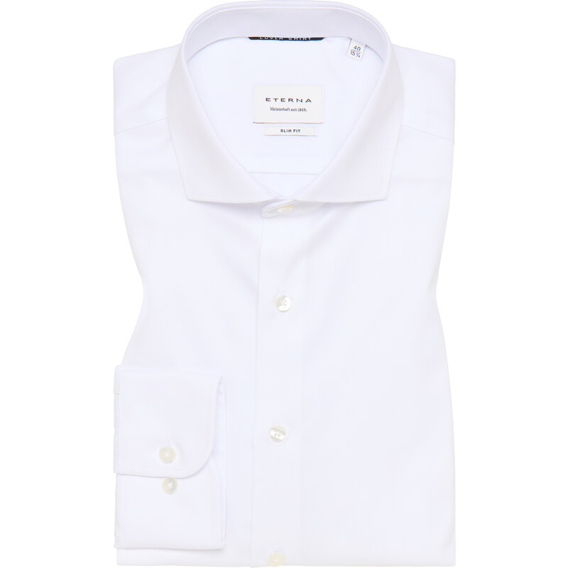 Pánska biela nepriehľadná Cover košeľa ETERNA slim fit predĺžený rukáv 50329761