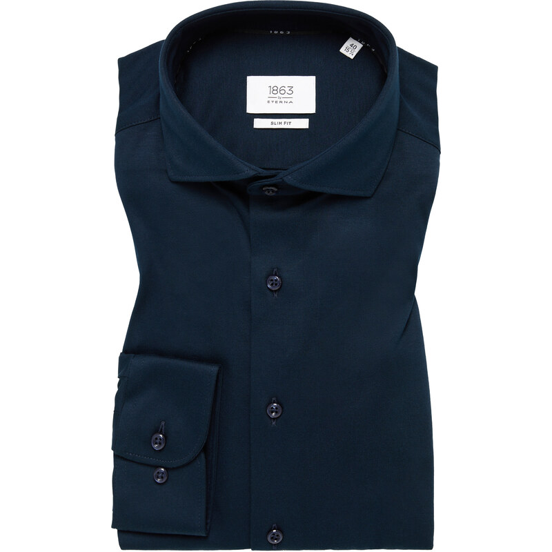 Pánska tmavomodrá džerzejová košeľa ETERNA slim fit 61016951