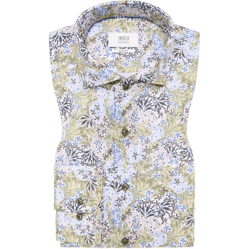 Pánska zelená vzorovaná košeľa ETERNA slim fit 50329779