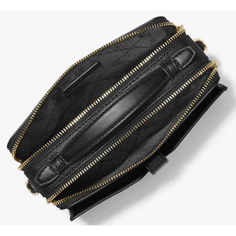 Michael Kors Jet Set Medium Saffiano Leather Smartphone Double-Zip Crossbody Bag Black