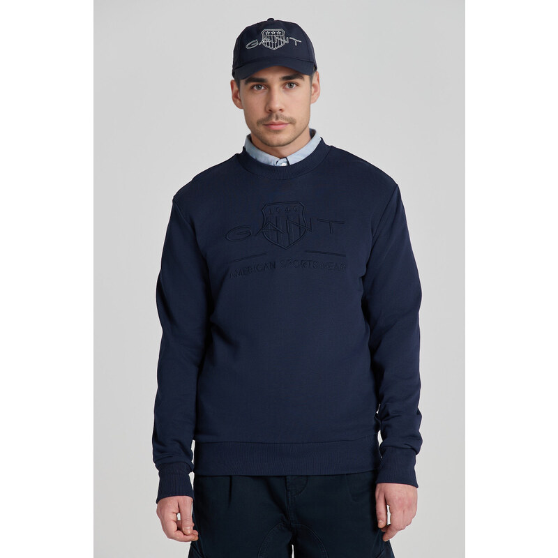 MIKINA GANT REG TONAL SHIELD C-NECK SWEAT EVENING BLUE 49041139