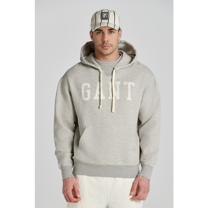MIKINA GANT HEATHER GRAPHIC HOODIE GREY MELANGE 48836882
