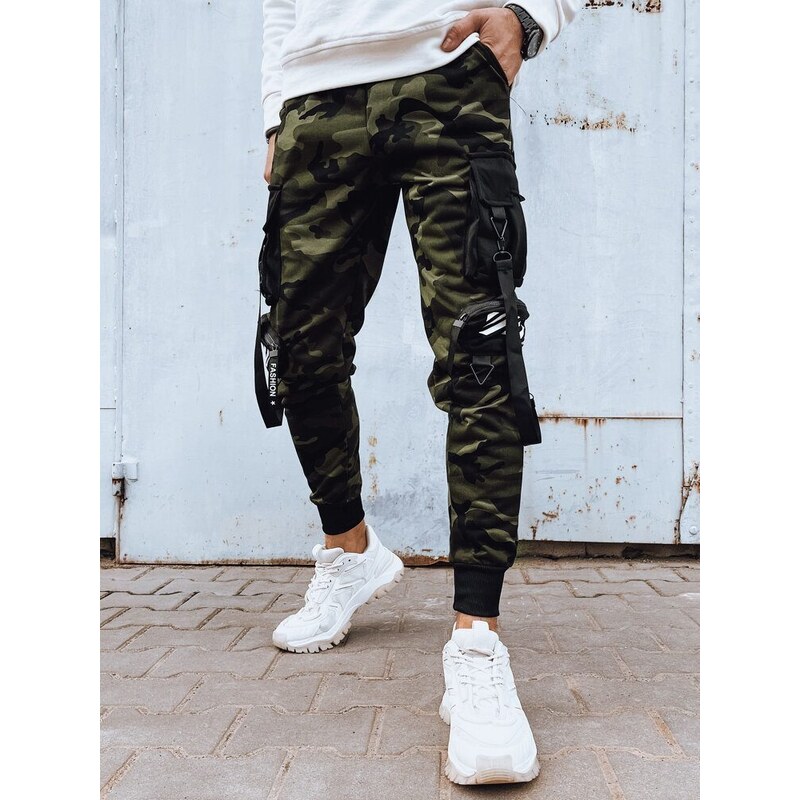 Dstreet Maskáčové zelené joggery s ozdobnými prvkami 50351229