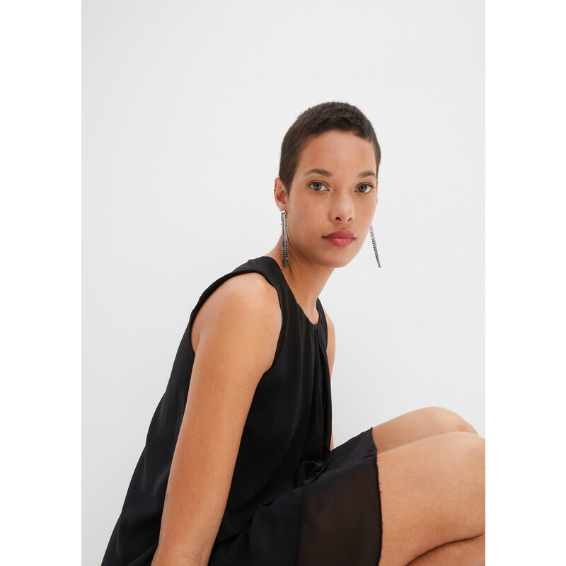 bonprix Šifónové šaty z recyklovaného polyesteru, farba čierna