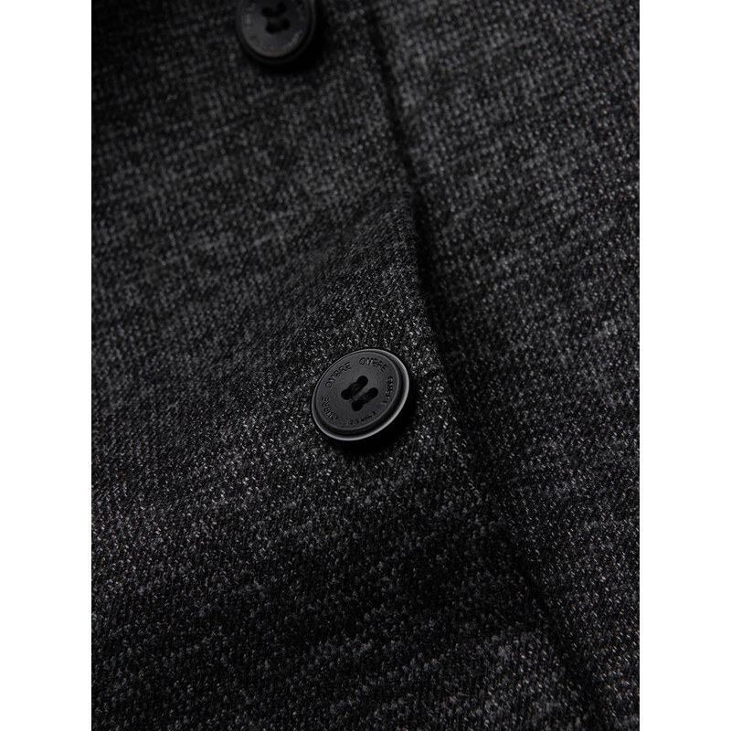 Ombre Clothing Pánske sako na voľný čas s ozdobným špendlíkom na klope - grafitový melír V2 OM-BLZB-0120