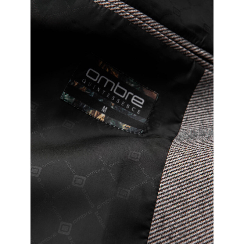 Ombre Clothing Pánske štýlové sako bez klopí - svetlosivé V1 OM-BLZB-0124