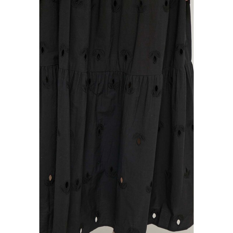 Bavlnená sukňa Desigual VICENZA čierna farba, maxi, áčkový strih, 24SWFW05