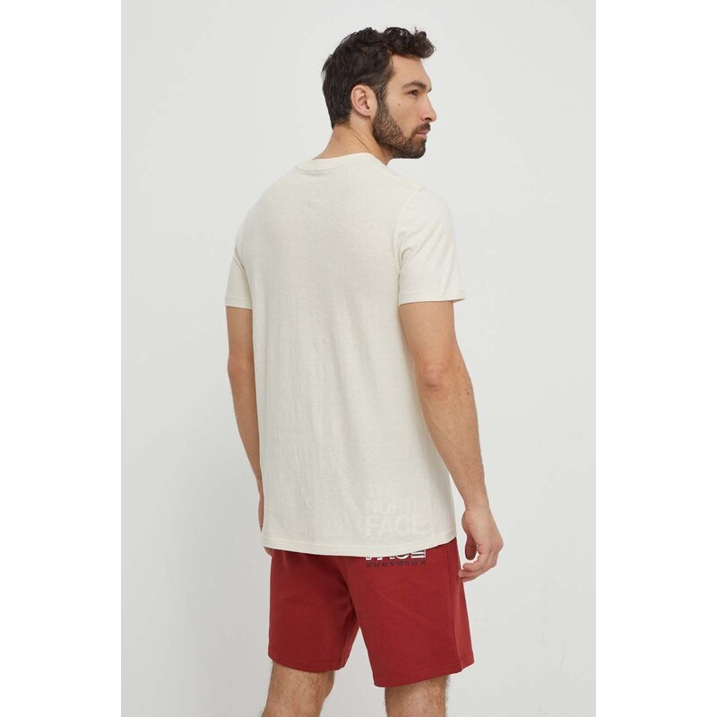 Tričko Fjallraven Hemp Blend T-shirt pánske, béžová farba, s nášivkou, F12600215