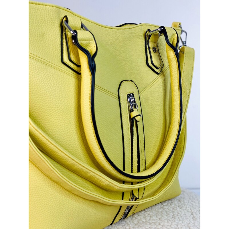 Webmoda Dámska veľká kabelka s remienkom PERIA - žltá
