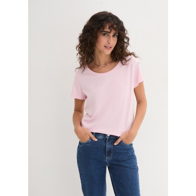 bonprix Tričko s okrúhlym výstrihom (5 ks), farba ružová 44733362