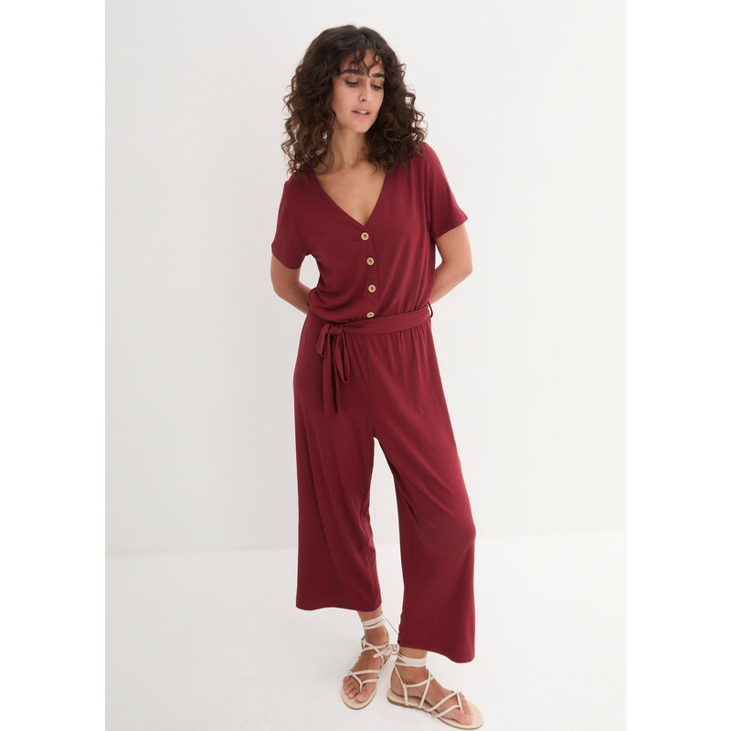 bonprix Džersejový overal z viskózového mixu, farba červená 44735316