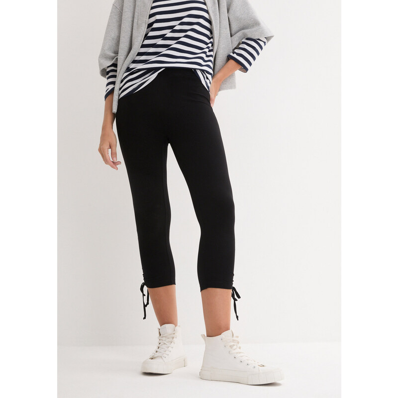 bonprix Capri legíny s riasením, 2 ks v balení, farba biela 44790882