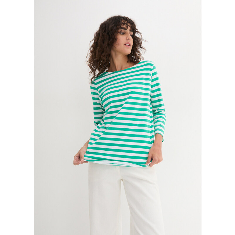 bonprix Tričko, 3/4-rukáv, s lodičkovým výstrihom, farba zelená 44791739