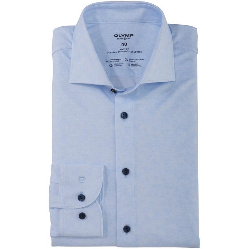 Pánska modrá Flex jersey košeľa OLYMP predĺžený rukáv body fit 50383659