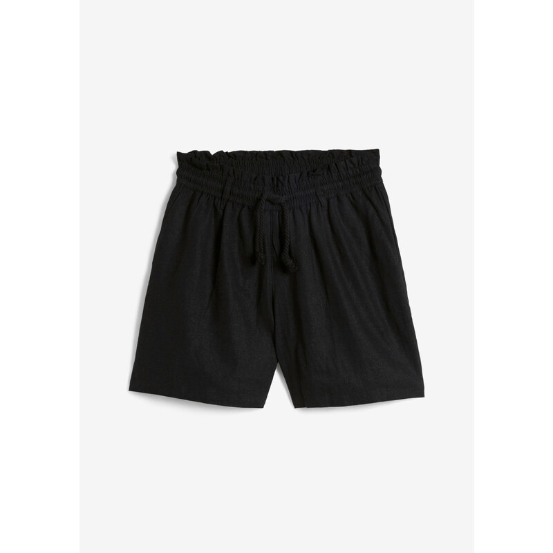 bonprix Plátené šortky paperbag, farba čierna 45446209