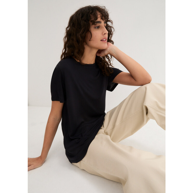 bonprix Dlhé tričko z mäkkej viskózy, farba čierna 44792219