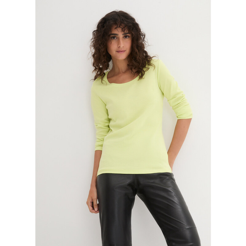 bonprix Tričko s dlhým rukávom z čistej bio bavlny, farba zelená 47928436