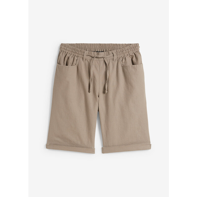 bonprix Plátené bermudy, farba hnedá 44741905