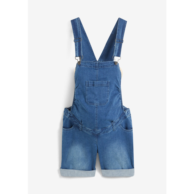 bonprix Materské džínsy na traky s bavlnou, farba modrá