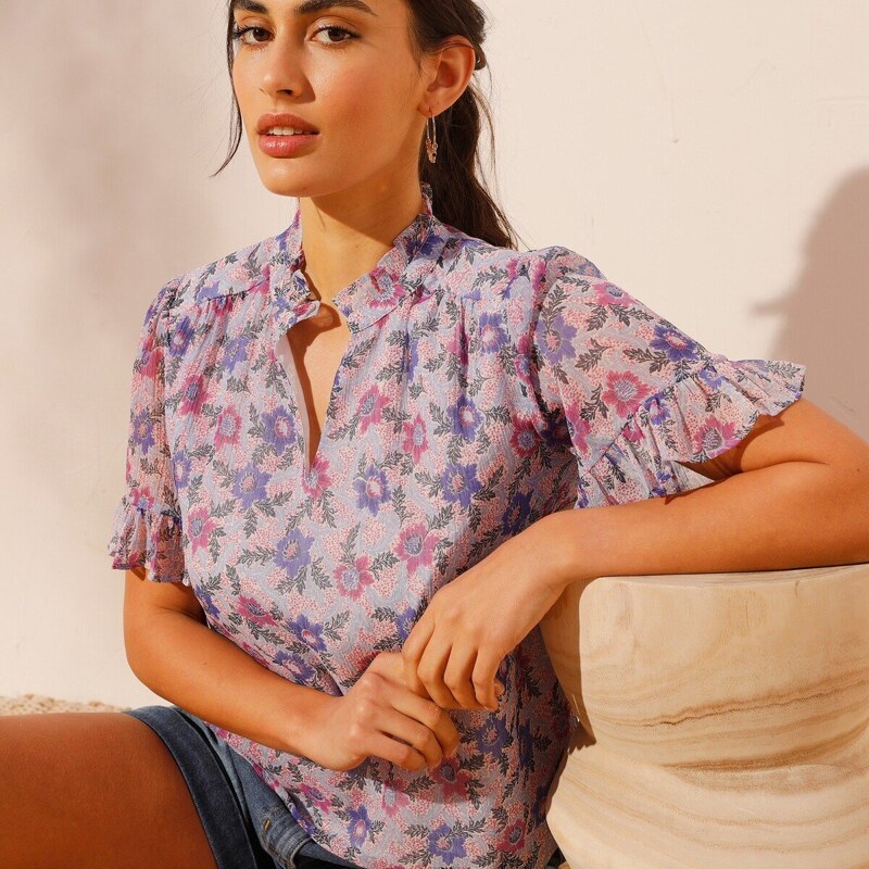 Blúzka z recyklovaného polyesteru modrá/fialová 040 Blancheporte 50384387