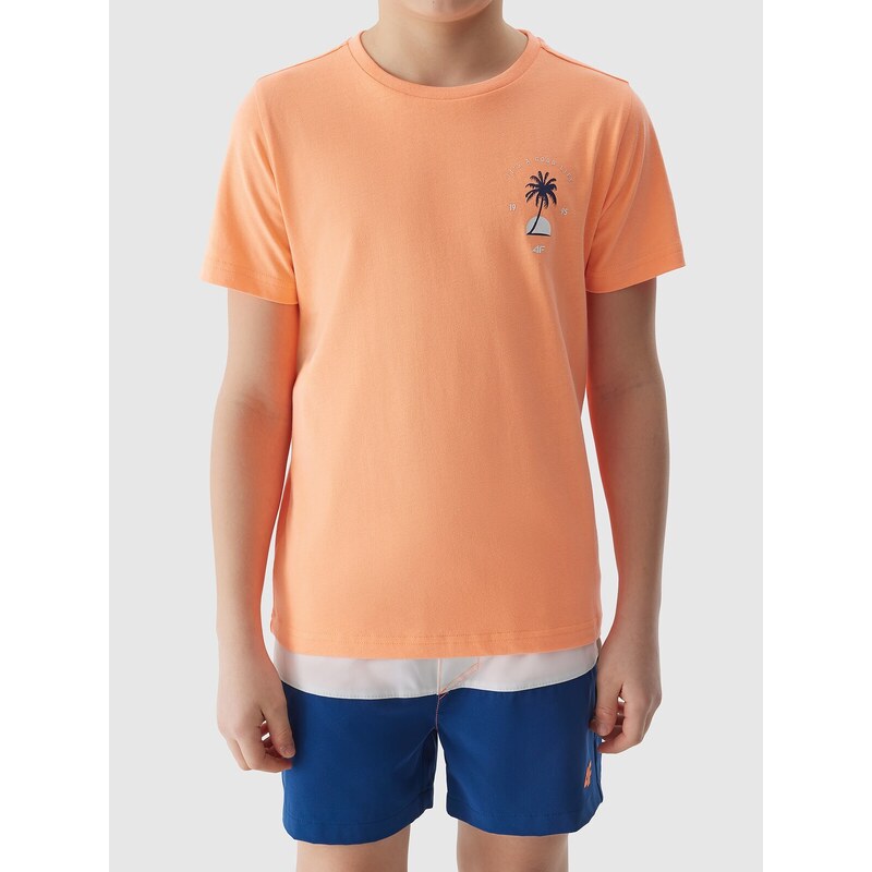 4F Chlapčenské tričko s potlačou - oranžové