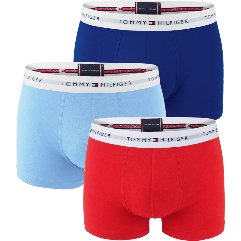 TOMMY HILFIGER - boxerky 3PACK signature cotton essentials fierce red & well water - limitovaná edícia
