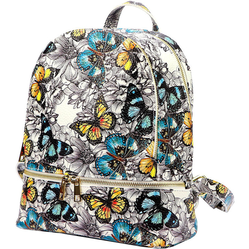 Florence 31123-2 farebný dámsky kožený ruksak s motýlikmi 10l 50398427