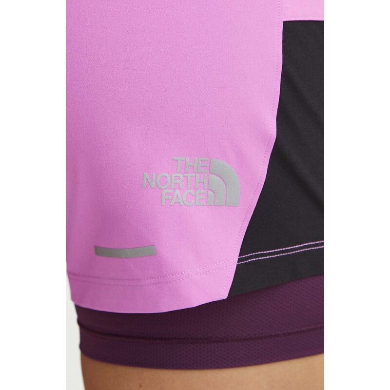 Športové krátke nohavice The North Face dámske, fialová farba, vzorované, vysoký pás, NF0A7SXRUHO1