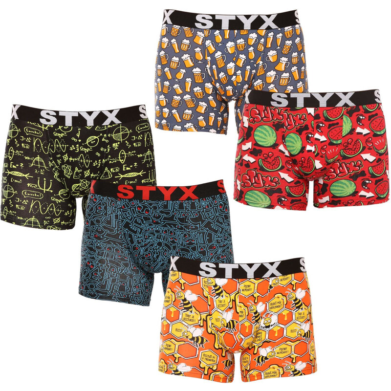5PACK pánske boxerky Styx long športová guma viacfarebné (5U1267924) 50406821