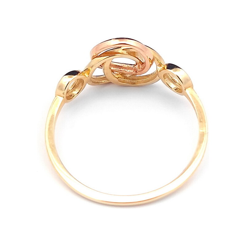 Šperk Holíč Trojfarebný prepletený zlatý prsteň, 1,30g, 14k