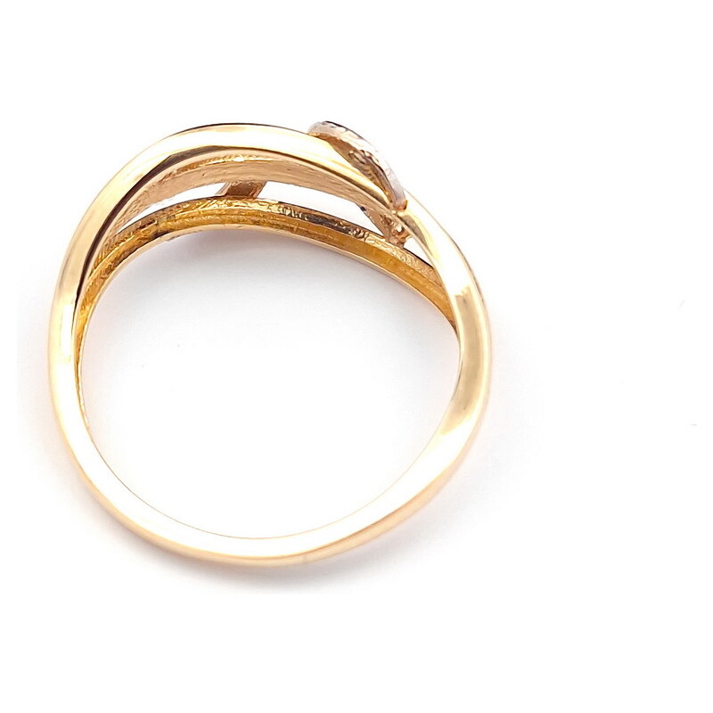 Šperk Holíč Dvojfarebný prepletený zlatý prsteň, 1,80g, 14k