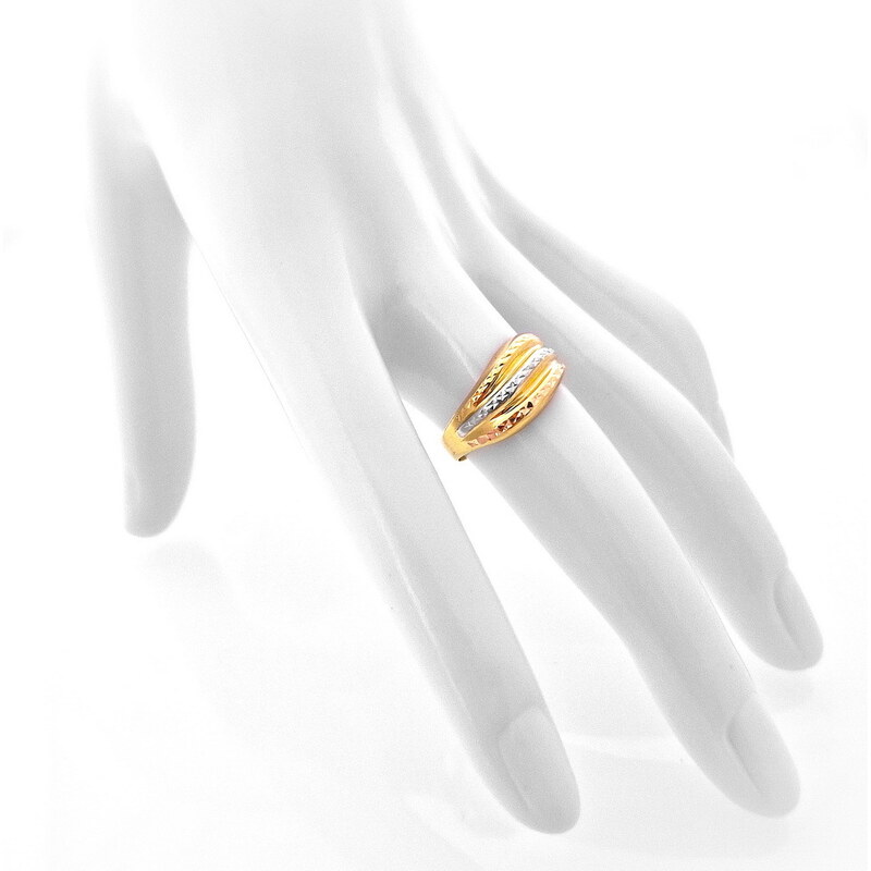 Šperk Holíč Dvojfarebný plný zlatý prsteň, 1,75g, 14k