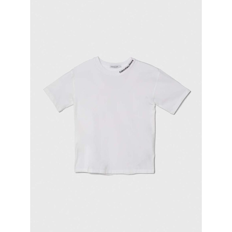 Detské tričko Calvin Klein Jeans biela farba, jednofarebný