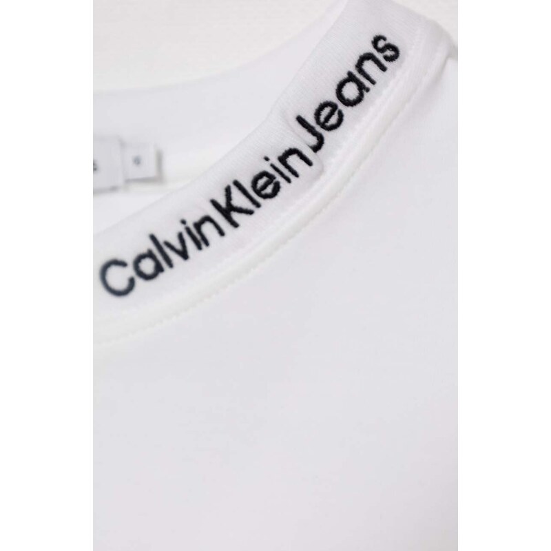 Detské tričko Calvin Klein Jeans biela farba, jednofarebný