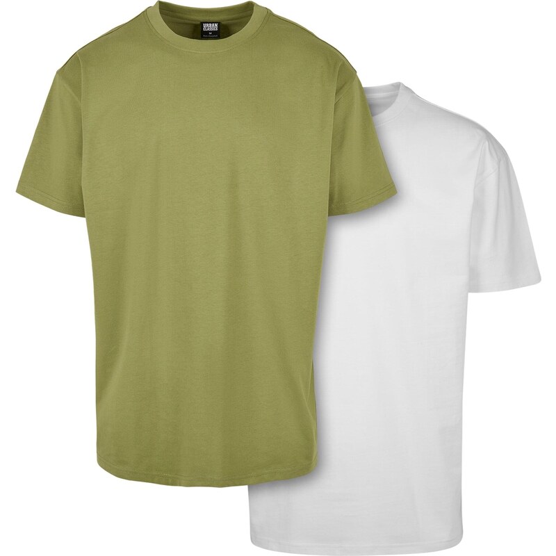 Urban Classics Tričko olivová / biela 57047259