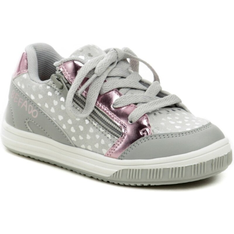 Befado 514X003 šedo ružové dievčenské poltopánky 50407662