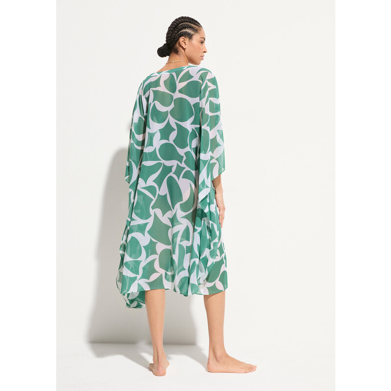 bonprix Šifónové plážové kaftanové šaty, farba zelená