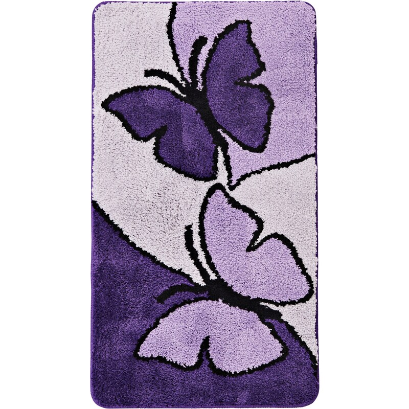 bonprix Kúpeľňová predložka s motýľmi, farba fialová, rozm. Kúpeľňová predložka 70/110 cm